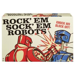 box containing the Rock Em Sock Em Robot toy.